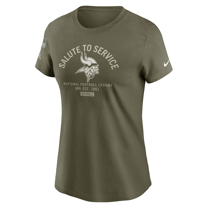 Women's Nike Olive Minnesota Vikings 2025 Salute to Service Sideline T-Shirt