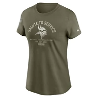 Women's Nike Olive Minnesota Vikings 2025 Salute to Service Sideline T-Shirt