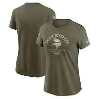 Women's Nike Olive Minnesota Vikings 2025 Salute to Service Sideline T-Shirt