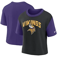 T-shirt tendance Nike pour femme, violet/noir, Minnesota Vikings, taille haute