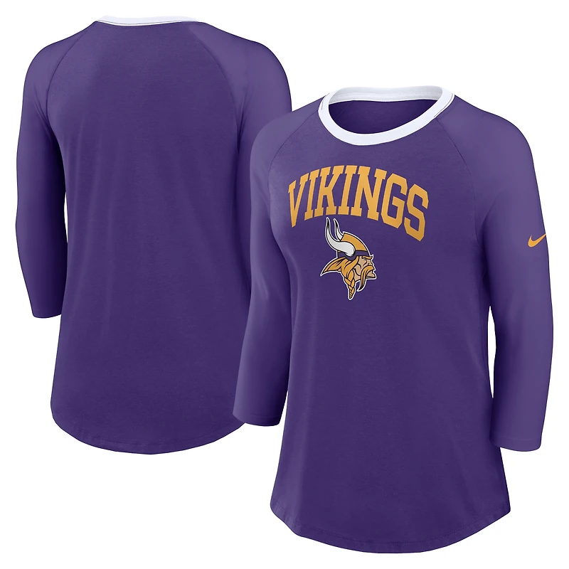 Women's Nike Purple Minnesota Vikings 3/4 Sleeve Raglan Fashion Top