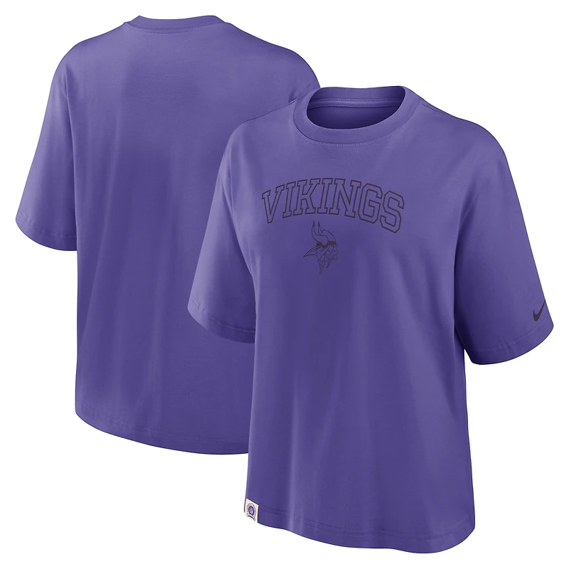 T-shirt Nike violet Glory Arch Boxy pour femme des Minnesota Vikings