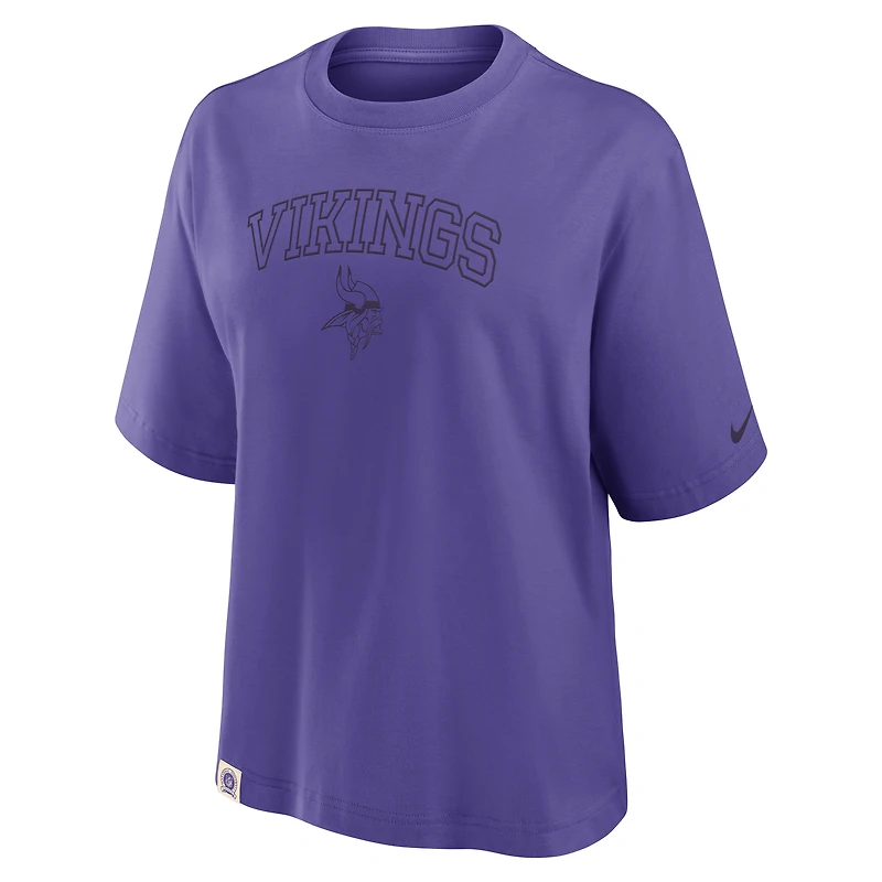T-shirt Nike violet Glory Arch Boxy pour femme des Minnesota Vikings