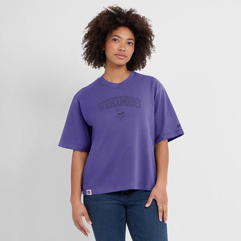 T-shirt Nike violet Glory Arch Boxy pour femme des Minnesota Vikings