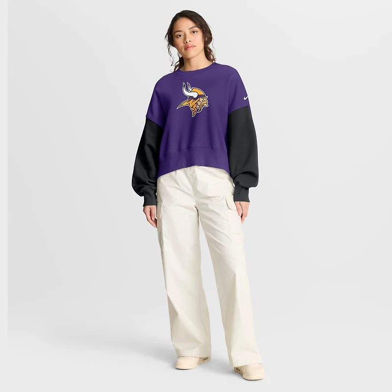 Sweat-shirt oversize violet à blocs de couleurs pour femme Nike Minnesota Vikings