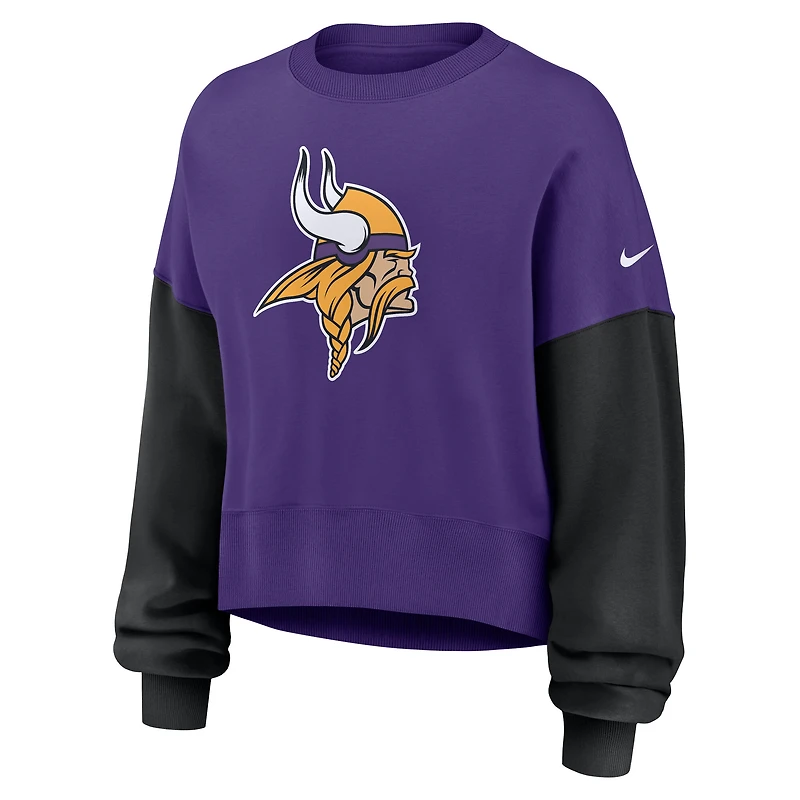 Sweat-shirt oversize violet à blocs de couleurs pour femme Nike Minnesota Vikings
