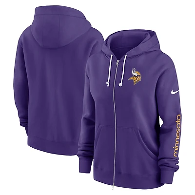 Sweat à capuche entièrement zippé Nike violet Minnesota Vikings Phoenix pour femme