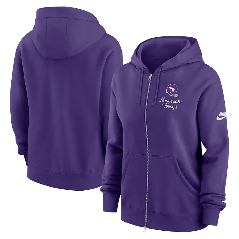 Sweat à capuche entièrement zippé Nike violet Minnesota Vikings Phoenix Rewind pour femme
