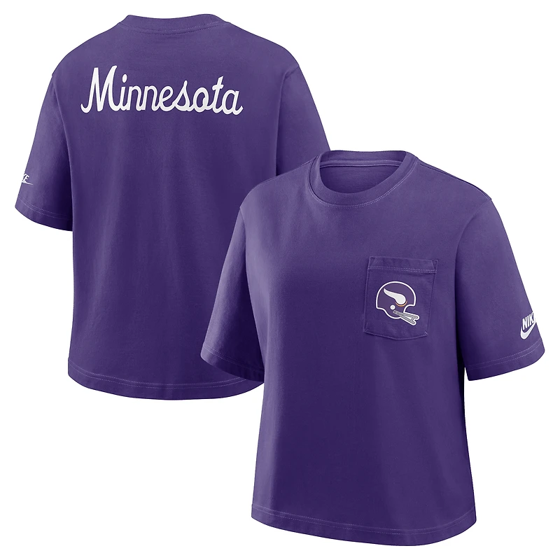 Women's Nike Purple Minnesota Vikings Rewind Pocket Boxy T-Shirt