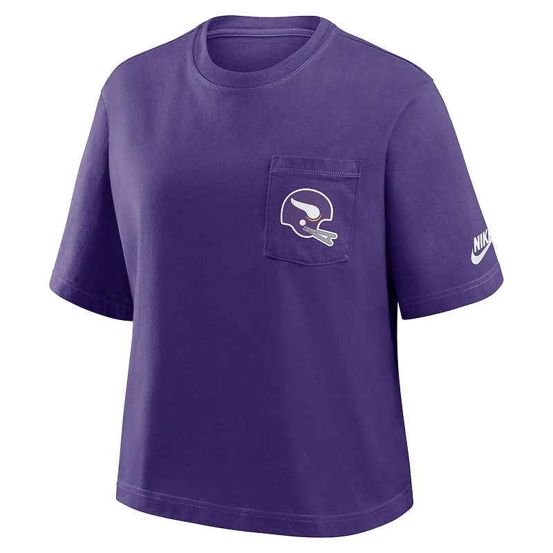 Women's Nike Purple Minnesota Vikings Rewind Pocket Boxy T-Shirt