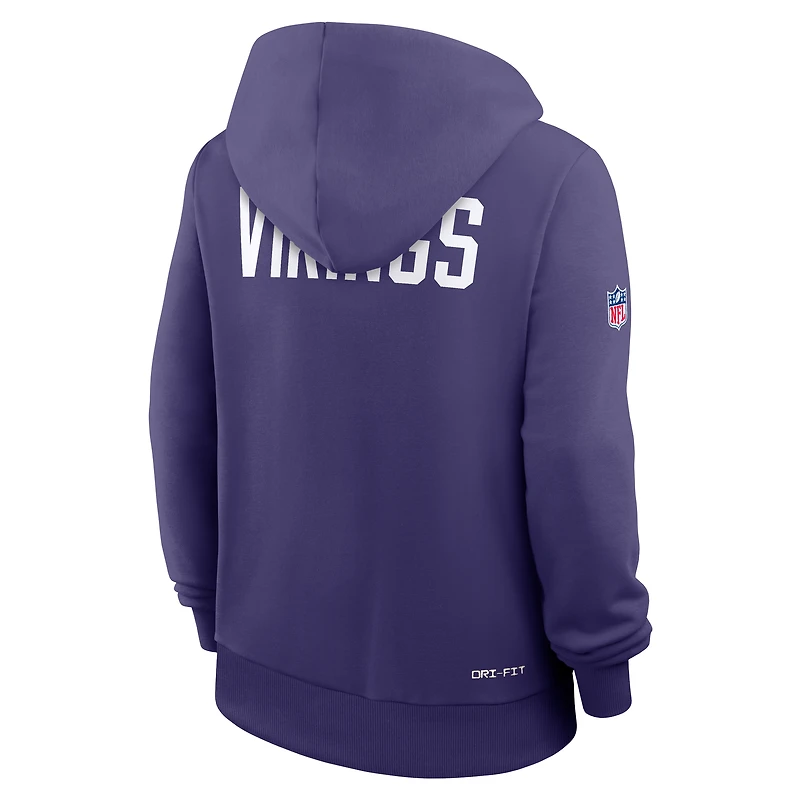 Sweat à capuche Nike violet Minnesota Vikings Throwback Sideline Standard Issue Dri-FIT pour femme