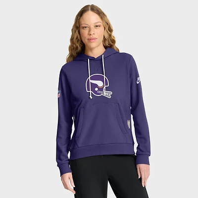 Sweat à capuche Nike violet Minnesota Vikings Throwback Sideline Standard Issue Dri-FIT pour femme