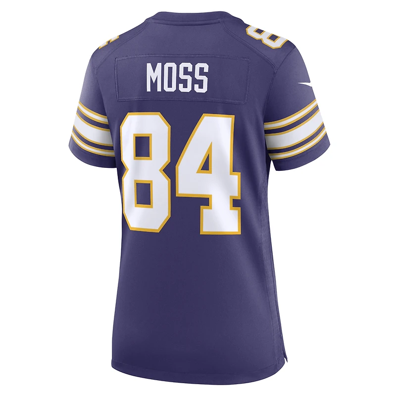 Maillot de jeu joueur à la retraite classique Nike Randy Moss Minnesota Vikings pour femme pourpre