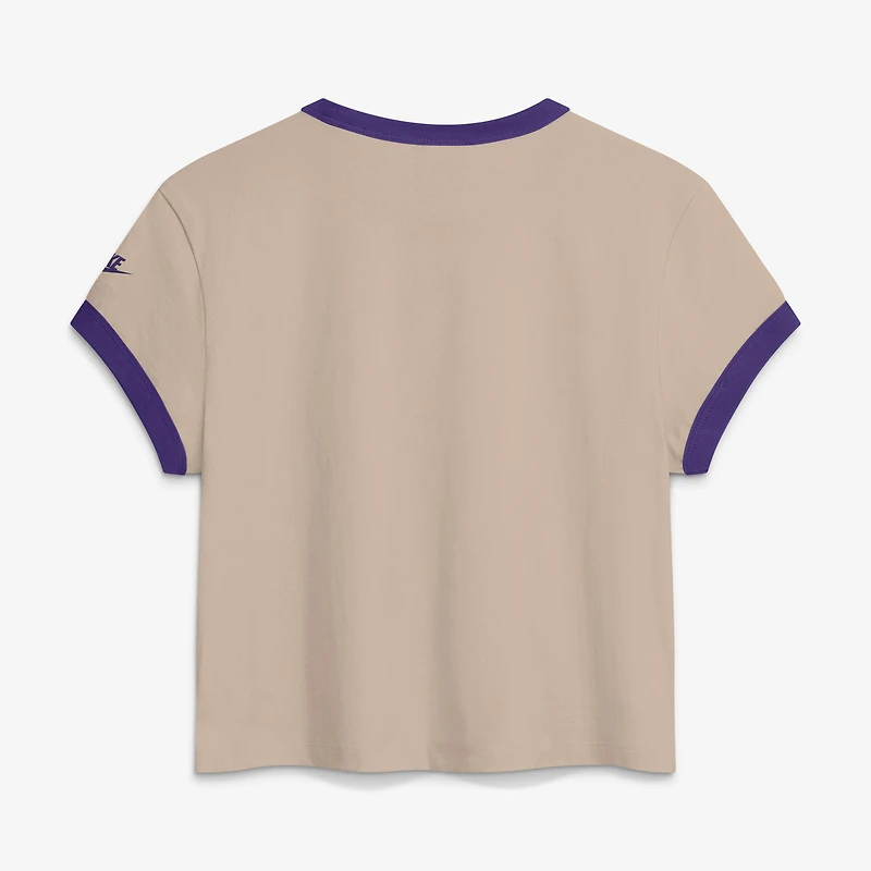 T-shirt court Nike Sand Minnesota Vikings Rewind Ringer Mod pour femme
