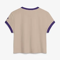 T-shirt court Nike Sand Minnesota Vikings Rewind Ringer Mod pour femme