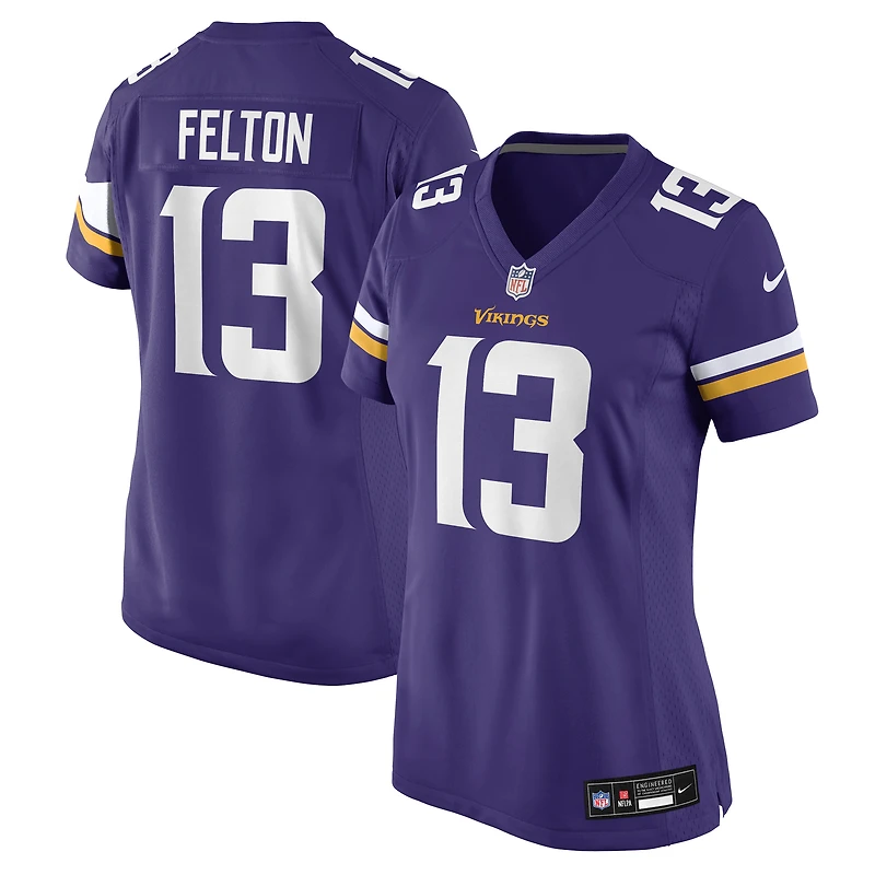 Maillot Nike Tai Felton violet pour femme des Vikings du Minnesota