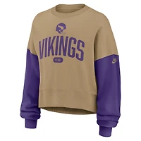 Women's Nike Tan Minnesota Vikings Oversized Rewind Pullover Sweatshirt