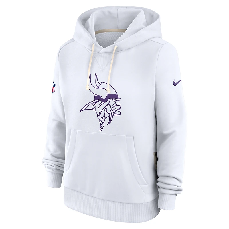 Sweat à capuche Nike blanc Dri-FIT pour femme avec logo alternatif des Vikings du Minnesota