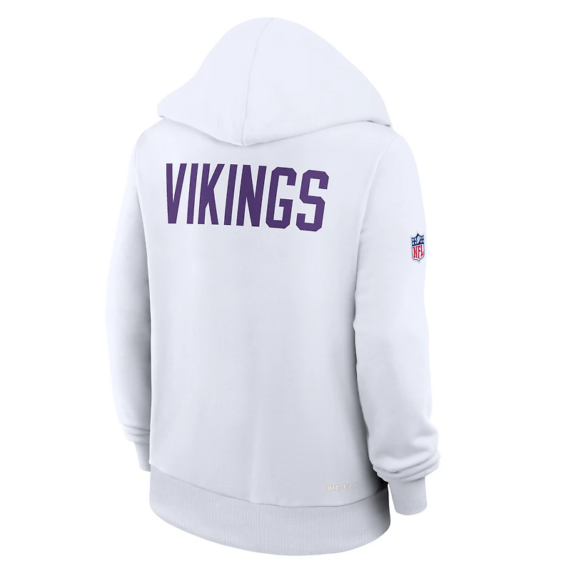 Sweat à capuche Nike blanc Dri-FIT pour femme avec logo alternatif des Vikings du Minnesota