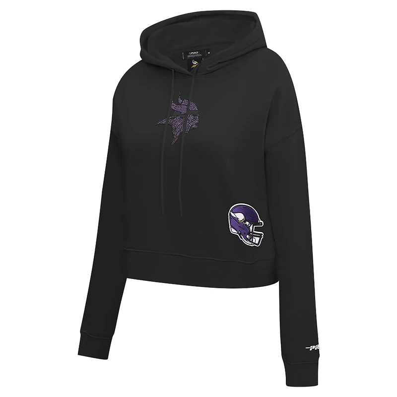 Women's Pro Standard Black Minnesota Vikings Jeweled Cropped Pullover Hoodie