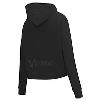 Women's Pro Standard Black Minnesota Vikings Jeweled Cropped Pullover Hoodie