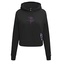 Women's Pro Standard Black Minnesota Vikings Jeweled Cropped Pullover Hoodie