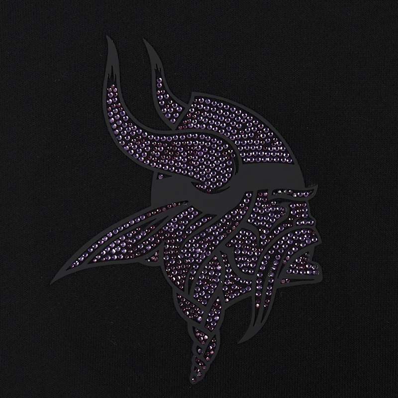 Women's Pro Standard Black Minnesota Vikings Jeweled Cropped Pullover Hoodie