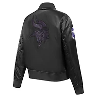 Women's Pro Standard Black Minnesota Vikings Jeweled Satin Full-Snap Jacket
