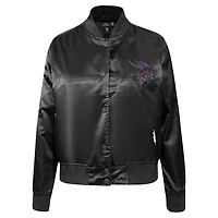 Women's Pro Standard Black Minnesota Vikings Jeweled Satin Full-Snap Jacket
