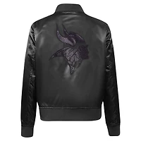 Women's Pro Standard Black Minnesota Vikings Jeweled Satin Full-Snap Jacket