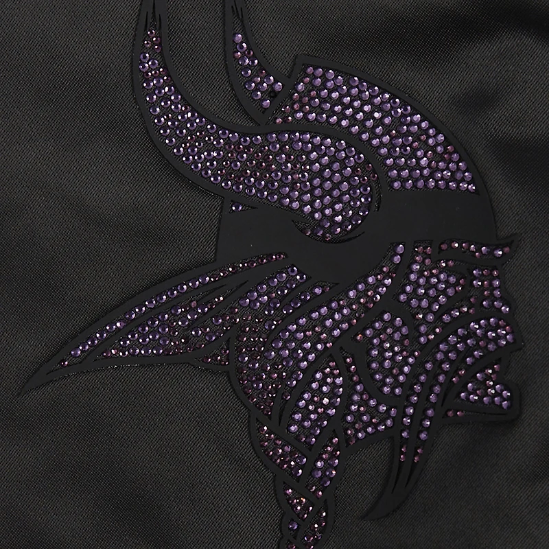 Women's Pro Standard Black Minnesota Vikings Jeweled Satin Full-Snap Jacket
