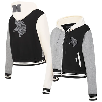 Sweat à capuche zippé en French Terry Reverse Colorblock pour femme Pro Standard Gris Minnesota Vikings