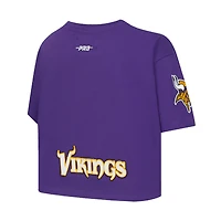 Women's Pro Standard J.J. McCarthy Purple Minnesota Vikings Player Name & Number Cropped Boxy T-Shirt