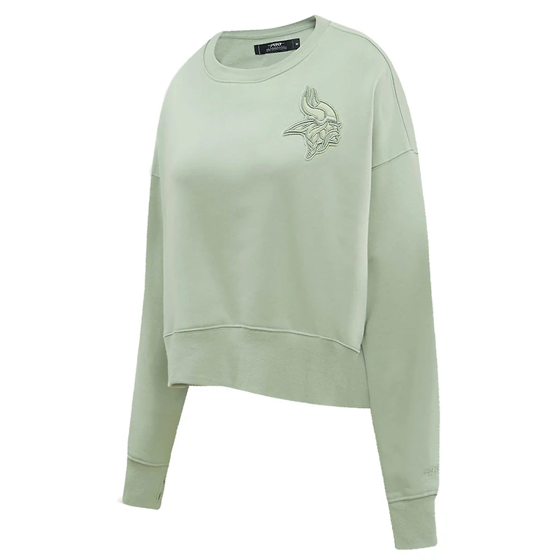 Women's Pro Standard  Light Green Minnesota Vikings Neutral Pullover Sweatshirt