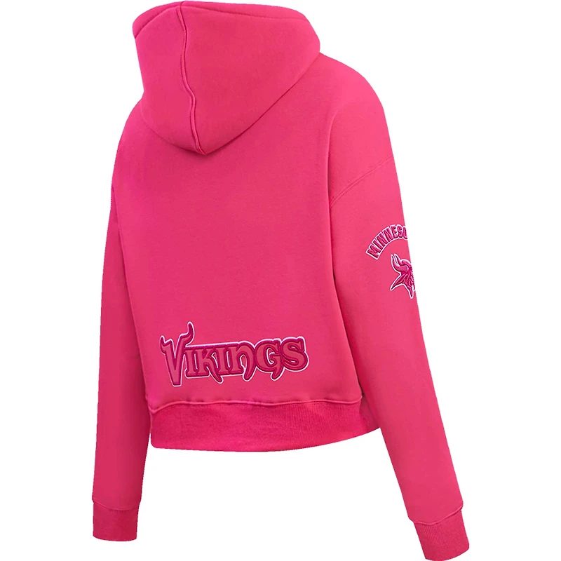 Women's Pro Standard Pink Minnesota Vikings Triple Cropped Fleece Pullover Hoodie