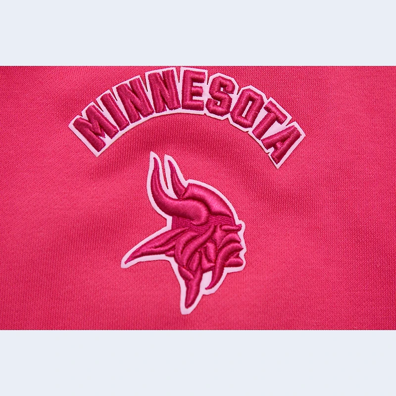 Women's Pro Standard Pink Minnesota Vikings Triple Cropped Fleece Pullover Hoodie
