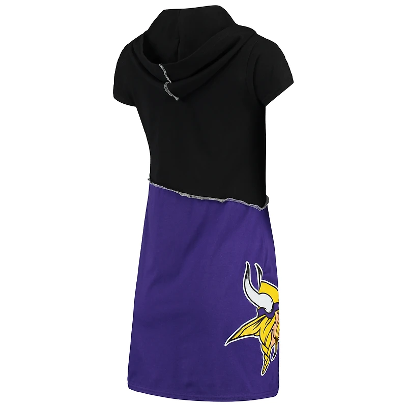 Refried Apparel pour femme Noir/violet Minnesota Vikings Mini-robe à capuche durable