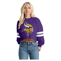 T-shirt à manches longues rayé oversize court violet Spirit Jersey pour femme