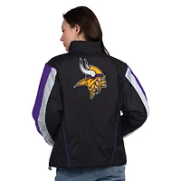 Women's Starter Black/Purple Minnesota Vikings Thursday Night Gridiron Half-Zip Jacket