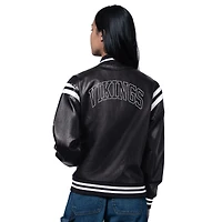 Women's Starter  Black Minnesota Vikings High Heat Vegan Leather Full-Snap Varsity Jacket