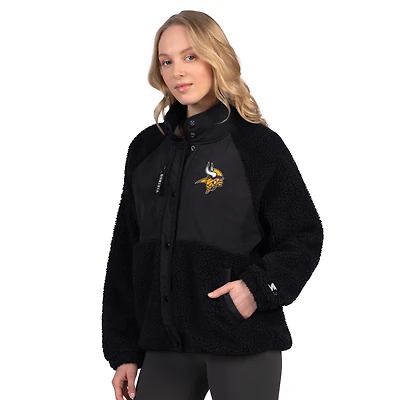 Veste sherpa noire pour femme des Vikings du Minnesota On the Ball