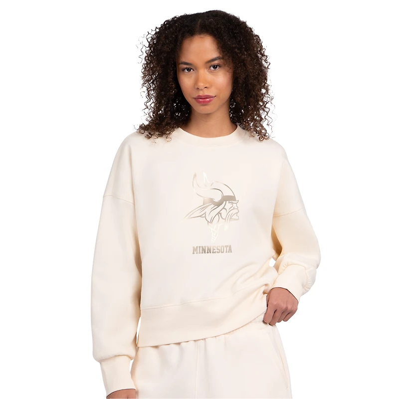 Sweat-shirt en polaire carrée Starter Cream Minnesota Vikings Travel Pastels pour femme