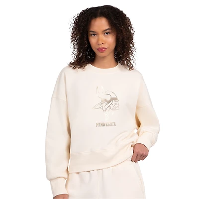 Sweat-shirt en polaire carrée Starter Cream Minnesota Vikings Travel Pastels pour femme