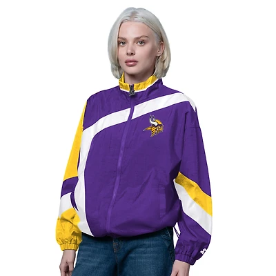 Coupe-vent zippé vintage violet/or pour femme des Vikings du Minnesota, 1er trimestre
