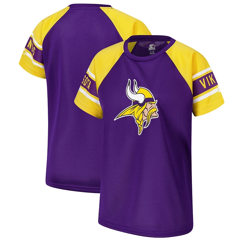 Haut raglan à blocs de couleurs pour femmes des Vikings du Minnesota, violet, 1er tour