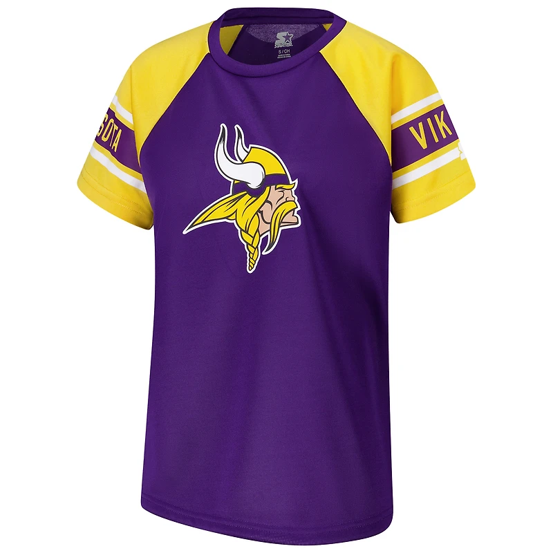 Haut raglan à blocs de couleurs pour femmes des Vikings du Minnesota, violet, 1er tour