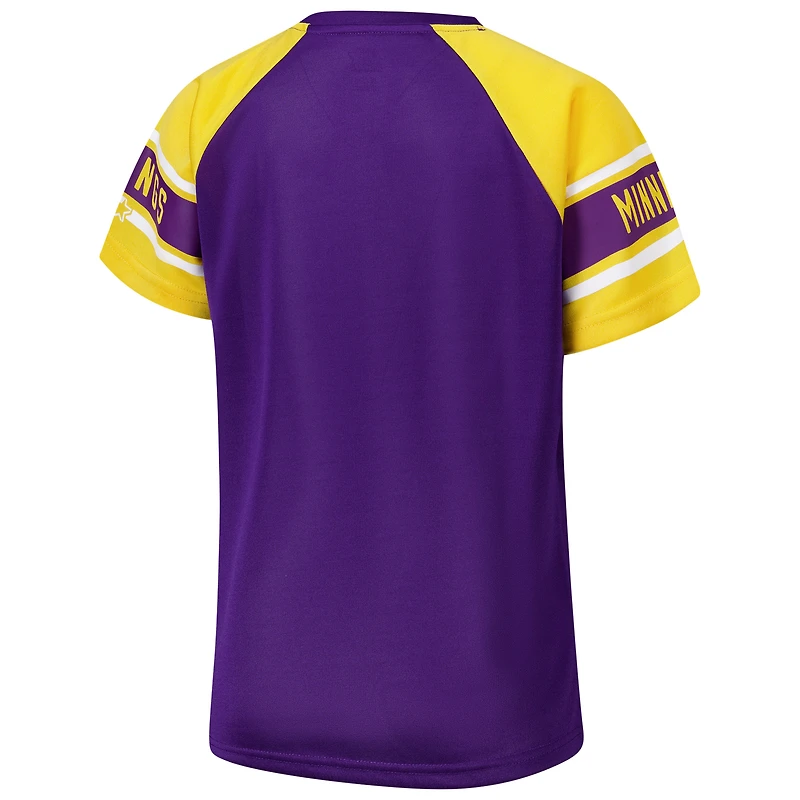 Haut raglan à blocs de couleurs pour femmes des Vikings du Minnesota, violet, 1er tour