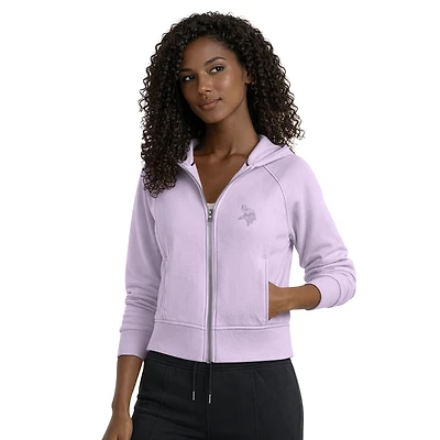 Women's Starter Purple Minnesota Vikings Cropped Pastels Full-Zip Hoodie