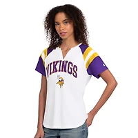 T-shirt à col cranté Starter blanc Minnesota Vikings pour femmes