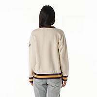 Women's The Wild Collective Cream Minnesota Vikings Jacquard V-Neck Sweater